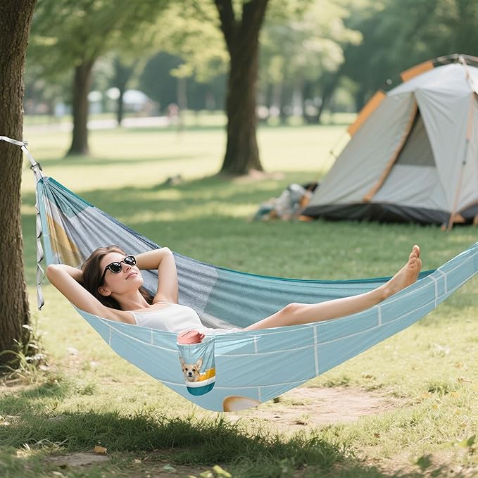 Dog Sitting in Bathtub Hammock 330 lb Capacity Travel Camping Hammock with Tree Straps Portable Lightweight for Outdoor Beach Backpacking Backyard Patio