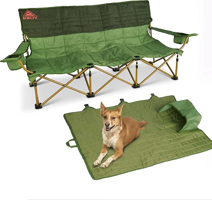 Kelty Lowdown Couch - 3 Person Capacity Camping Chair Extra Large and Sturdy Bench for Campsites Soccer Games and Backyard Parties