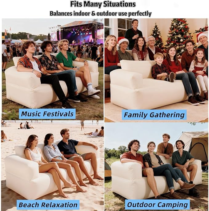 Outdoor Furniture Inflatable Couch for Camping with Built in PumpAutomatic Inflation Durable Luxury Blow Up Couch for Backyard Beach Travel Home UseInflatable SofaAir CouchesCouches