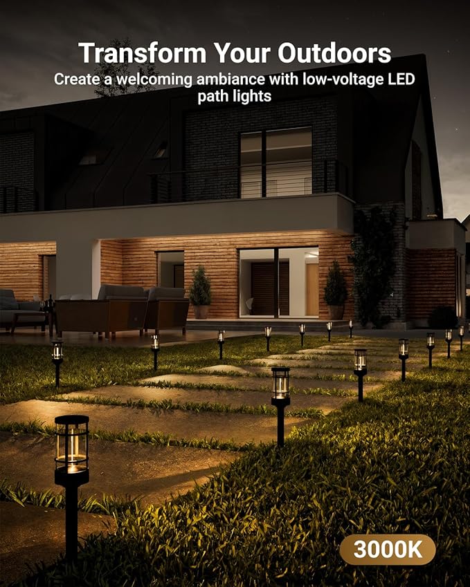 Sunco 6 Pack Low Voltage Garden Pathway Lights LED Landscape Pathway Lighting 1.5W 50 LM 3000K Warm White Wet Rated for Garden Pathway Walkway Clear Glass Design with Connectors ETL