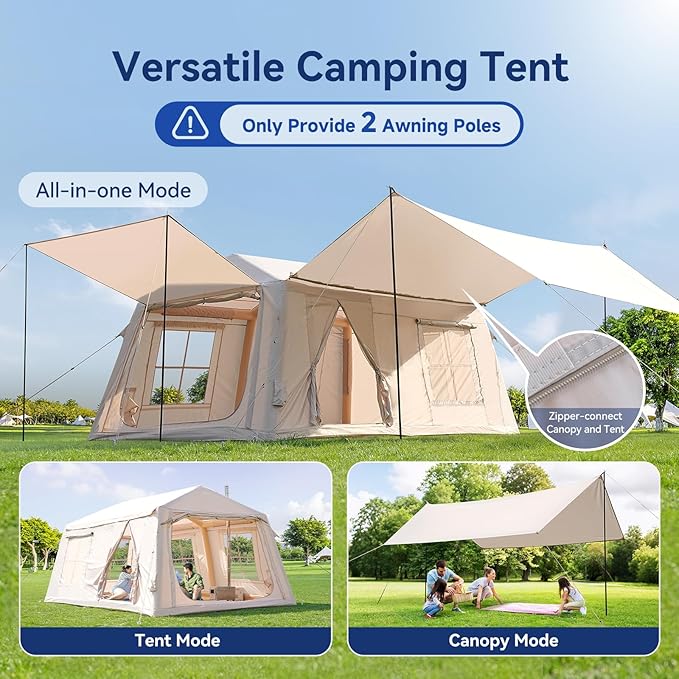 Inflatable Blow Up Tents for CampingWaterproof Oxford Hot Tent with Manual PumpSpacious Easy Setup Inflatable Camping Air Tent for Family Glamping