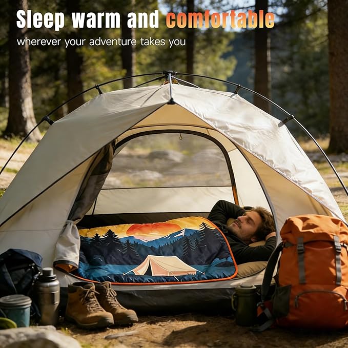 Tirrinia Waterproof Outdoor Blanket Warm Windproof Stadium Blankets with Sherpa Lining Foldable Camping Blanket Emergency Blanket with Mountain Landscape Design for Car Beach Picnic Hiking