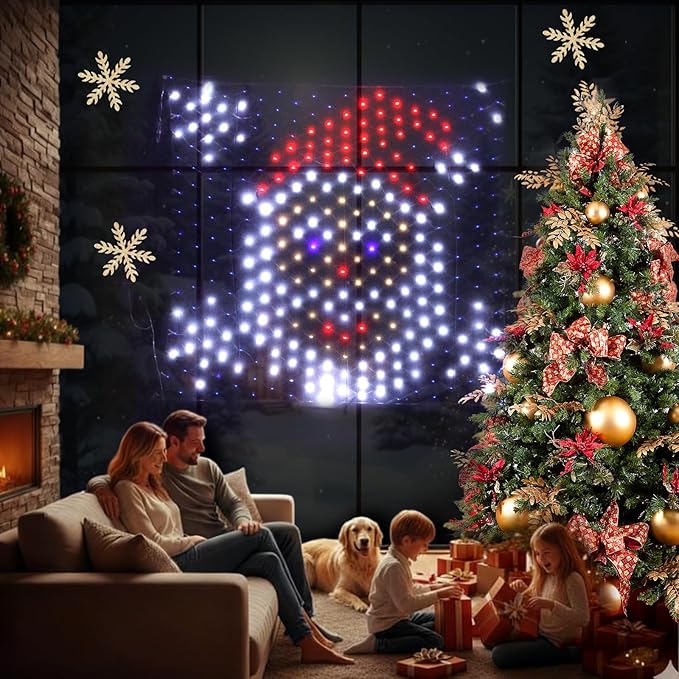Leisure world LED Santa Window Silhouette LightsUSB Operated LED Net Outdoor Mesh Lights with Timer 8 Modes for Indoor Outdoor Holiday Xmas Party Decor