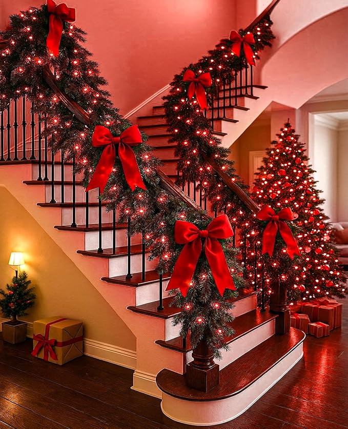 197FT 600 LED Christmas Lights Outdoor Plug in Red Valentine Lights with 8 Modes &amp Waterproof Connectable Green Wire String Lights for Outside Indoor Home Garden Yard Party Holiday Decorations