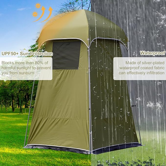 Vidalido Outdoor Camping Shower Tent Easy Setup Privacy Tent Changing Room Portable Camp Shower Tents for Camping with Floor Waterproof Privacy Shelters Camping Toilet Tent