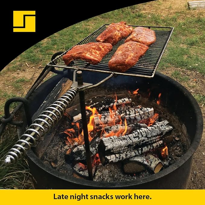 Stromberg Carlson Campfire Grill Grate – Stake &amp Grill for Outdoor Cooking with Nylon Bag Fire Pit Accessories Campfire Cooking Equipment Portable Equipment RV Use - 36 Long Stake 15x22
