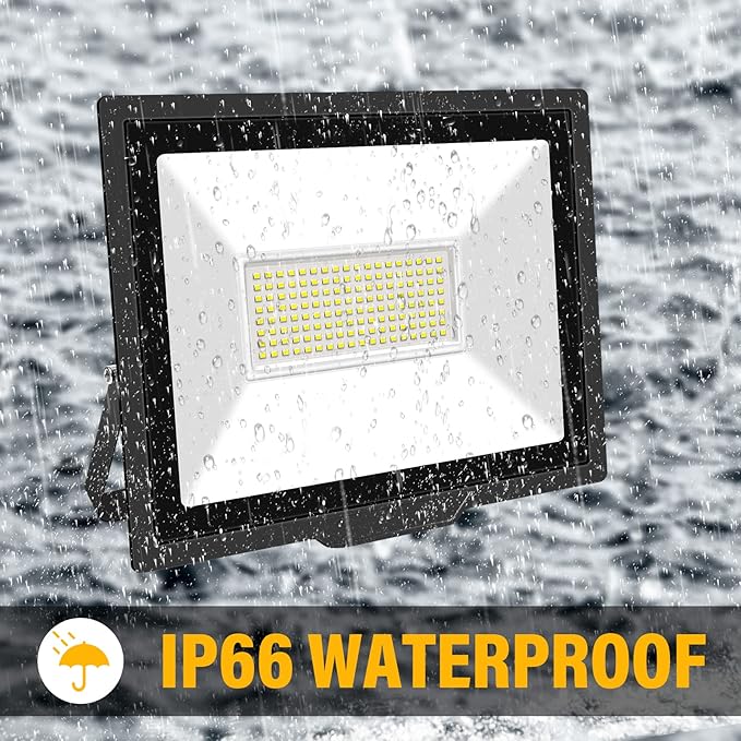 Willpower Outdoor LED Floodlights 2pcs 100W 10000LM IP66 Waterproof Security Lights Daylight White 6500K Wall Light for Garden Garage Yard Lawn Court Patio