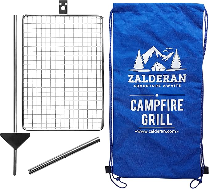 Campfire Grill – Small Lightweight 304 Stainless Steel Cooking Grate for Camping Hiking Backpacking – Portable Campfire Cooking Grill for 1–2 People