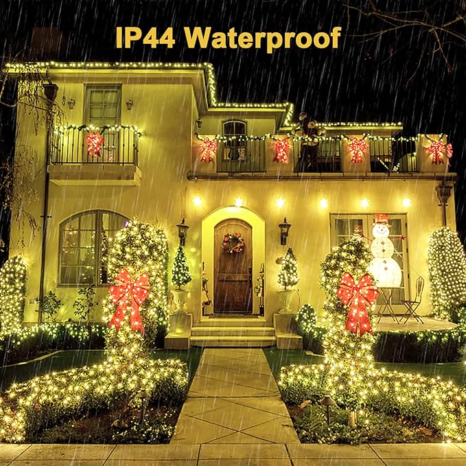 JMEXSUSS 360 LED Christmas Net Lights Outdoor Waterproof Connectable 12ft x 5ft Net Lights Outdoor Mesh Lights with Remote Plug in Warm White Net Lights for Bushes Shrubs Christmas Decorations