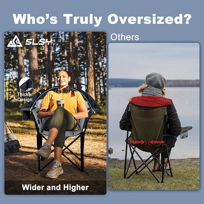 ABORON Oversized Heated Armrest Camping Chair Portable Heated Folding Recliner Chair with 3 Heat Settings Fully Padded Heavy Duty Chair Supports Up to 400 lbs Perfect for Outdoor Adventures