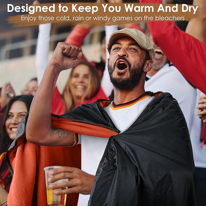Catalonia Waterproof Stadium Blanket Windproof Wearable Poncho for Football Sideline &amp Sports Events for Fans Portable Durable Outdoor Blanket for Camping &amp Tailgating