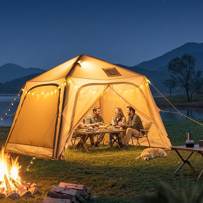 Inflatable Blow Up Tents for CampingWaterproof Oxford Hot Tent with Manual PumpSpacious Easy Setup Inflatable Camping Air Tent for Family Glamping