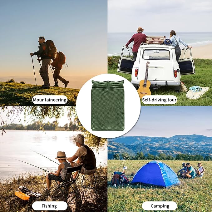 Sleeping Pad for Camping Air Mattress 2 Person Inflatable Mattress Suitable for Backpacking Hiking Tent Trap Traveling (Green)