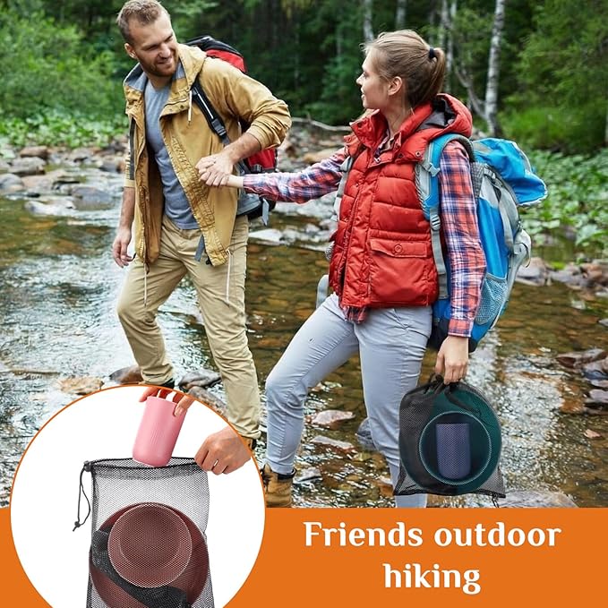LemonRoad 32 Pcs/4 Sets Camping Dinnerwares 4 Person Camping Mess Kit with Plastic Plates Bowls Cups and Stainless Steel Cutlery Set for Family Rv Hiking Picnic Outdoor