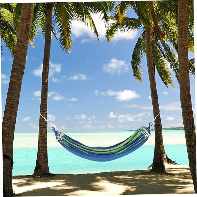 150kg Double Hammock with Sturdy Ties Outdoor Camping Garden Use Comfortable Canvas Design for Relaxation Easy Setup for Travel Hiking