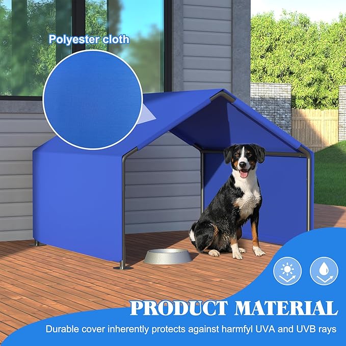 4×4×3 ft Dog Shade Shelter Pet Tent Outdoor Portable Pet Tent Outside Dog Sun Rain Canopy Pet House Animal Shelter for Small to Large Dogs Cats (Blue)