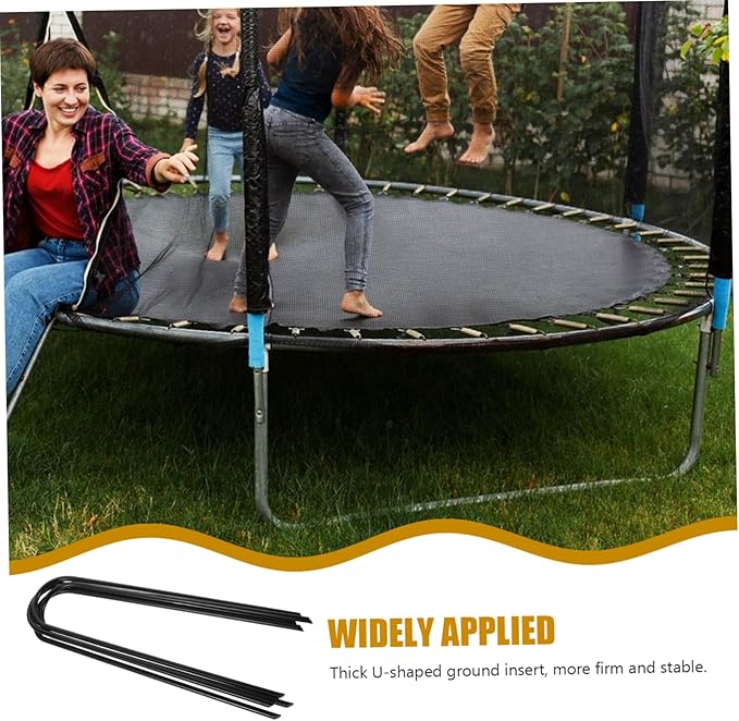 4pcs U Shaped Iron Tent Stakes Durable Ground Anchors for Camping Trampolines and Outdoor Activities Heavy Duty Wear Resistant Easy to Insert Hard Soil