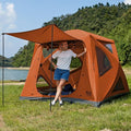 TIMBER RIDGE Instant Pop Up Hub Tent 4 Person Portable Weather Resistant Camping Tent 60 Second Set-Up Easy Up Tents with Rain Fly and Carry Bag Orange