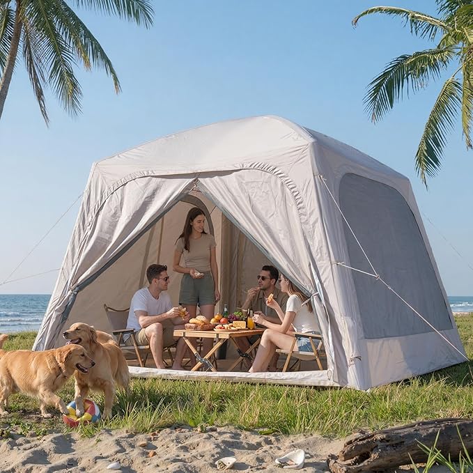 Inflatable Blow Up Tents for CampingWaterproof Oxford Hot Tent with Manual PumpSpacious Easy Setup Inflatable Camping Air Tent for Family Glamping