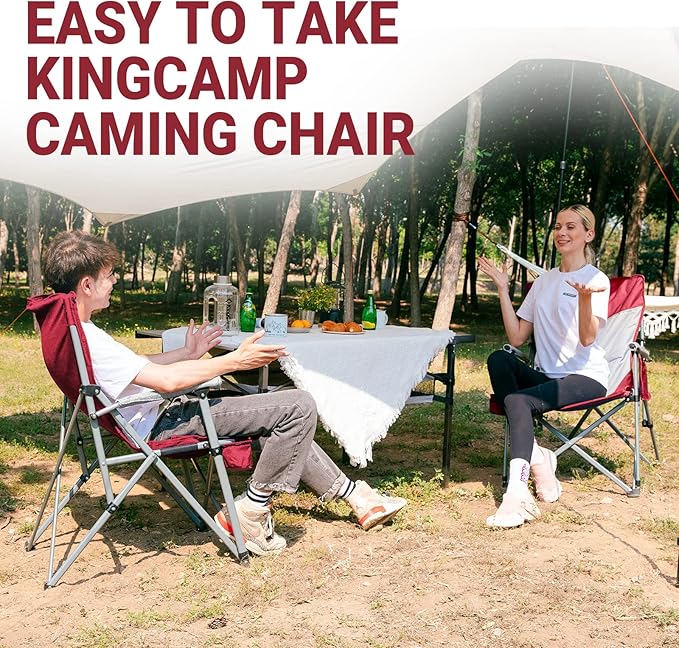 KingCamp Oversized Heavy Duty Outdoor Camp Lightweight Portable Lawn Chair Sturdy Steel Frame Supports 300 lbs with Cup Holder for Sports Fishing Picnic one Size Blue&ampGray