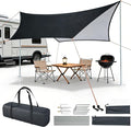 Camping Tent Tarp with Thickened Stainless Steel Bracket - PU 20000mm+ Waterproof Rain Shelter UPF2000+ Anti-UV Camping Canopy Portable Sun Shade for Camping Hiking Picnic