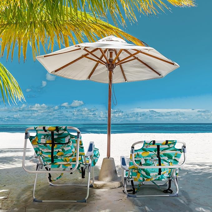 Tall Beach ChairFolding Tall Backpack Beach Chair with 5 PositionsLightweight Beach Camping Chairs with Cooler BagCup HoldersTowel Barfor Adults (Lemon)