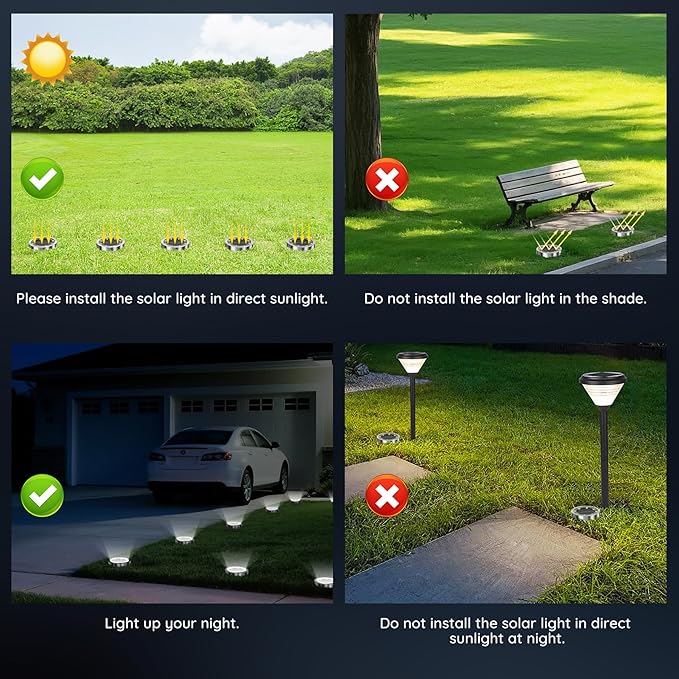 Solar Ground Lights Outdoor 12 Pack Solar Lights Outdoor Waterproof Mini Flat Solar-Powered Garden Light Landscape Lighting for Garden Yard Lawn Pathway Walkway Driveway Backyard Decor Cold White
