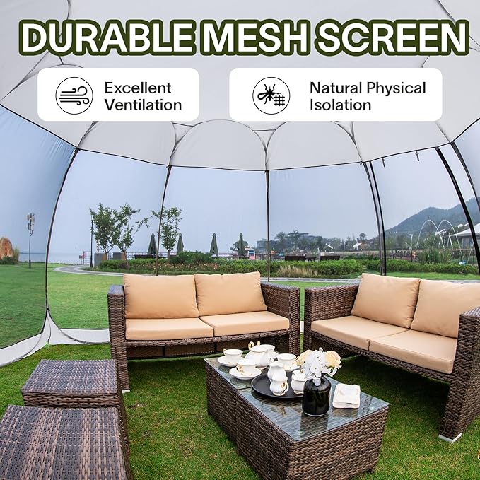 Alvantor Pop Up Screen House Gazebo with Mosquito Netting Instant UV Resistant Sun Shelter for Patio &amp Backyard Portable Canopy Tent for 2-10 Person