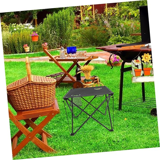 UPKOCH Portable Outdoor Folding Table Lightweight Camping Picnic Table Cup Holders for Beach BBQ and Outdoor Activities
