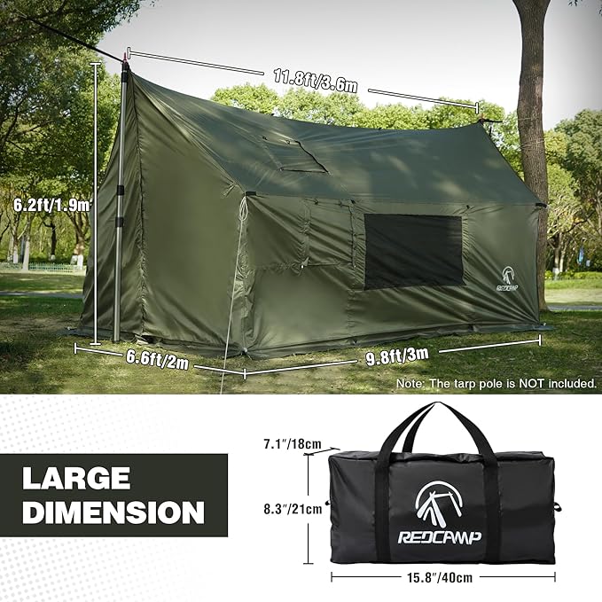 REDCAMP Large Hammock Hot Tent with Stove Jack Waterproof &amp Windproof Winter Wall Tent with Snow Skirt Ultralight 4 Season Tents for Camping Hiking Bushcraft Backpacking Hunting