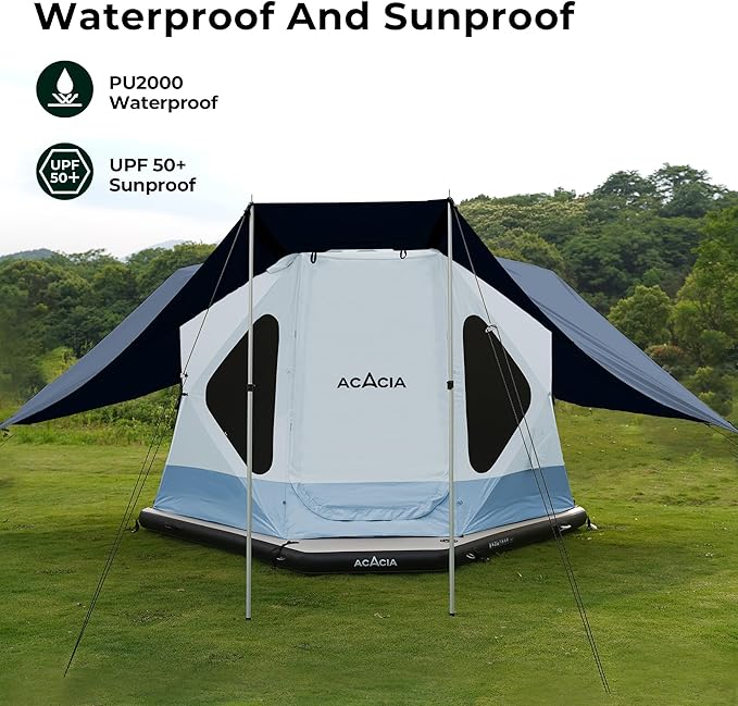ACACIA Canopy 4 Person for Space Acacia Camping System PU2000 Waterproof Camping Tarp for 4 Season Camping UPF50+ Sunproof Tent Tarp with 4 Telescoping Poles Carry Bag Star Night