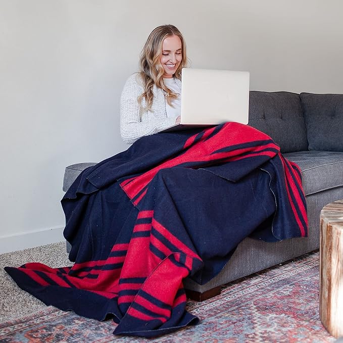 Arcturus Rainier Wool Blanket - 4.5lbs Warm Heavy Washable Large | Great for Camping Outdoors Survival &amp Emergency Kits (Lava Canyon)