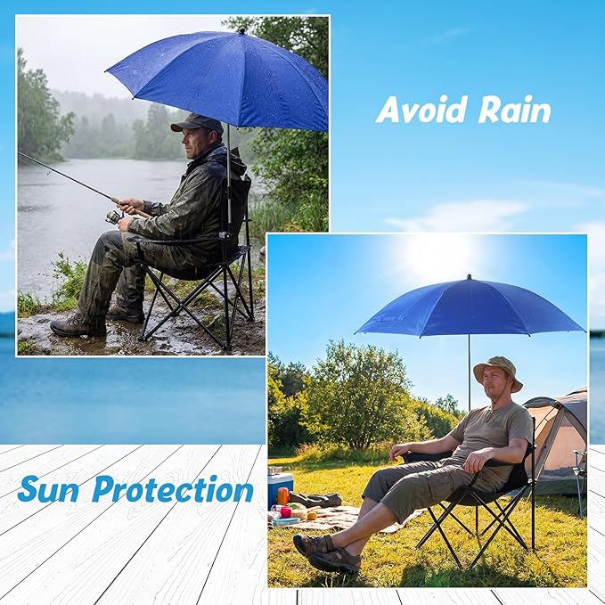 2 Set Beach Chair with Umbrella Foldable Camping Chair Adjustable and Fold up Umbrella with Storage Bag for Outdoors Fishing Camping Hiking Travel Picnic Beach