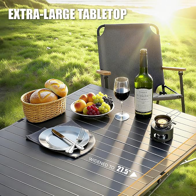 Portable Outdoor Camping Table Oversize Aluminum Roll Up Lightweight Folding Table for Picnic Barbecue Beach Tailgating Party Backyard Indoor and Outdoor Stable and Durable
