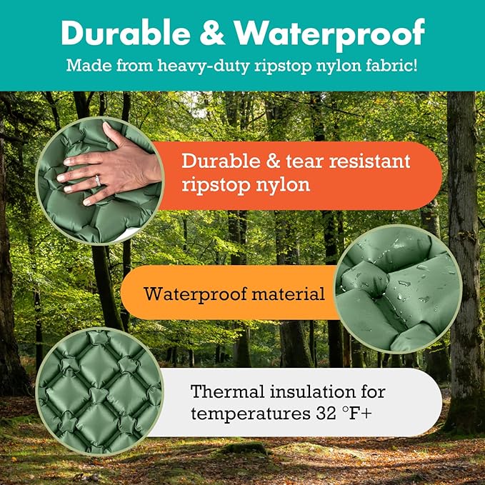Ultralight Sleeping Mat - Inflatable &amp Compact Camping Air Mattress for Backpacking Hiking- New