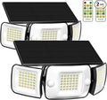 intelamp Solar Flood Lights Outdoor Waterproof 6000mAh 1200LM Solar Powered Dual Motion Sensor LED Lighting Dusk to Dawn Security Floodlight Exterior with Remote for Outside Garden House Patio