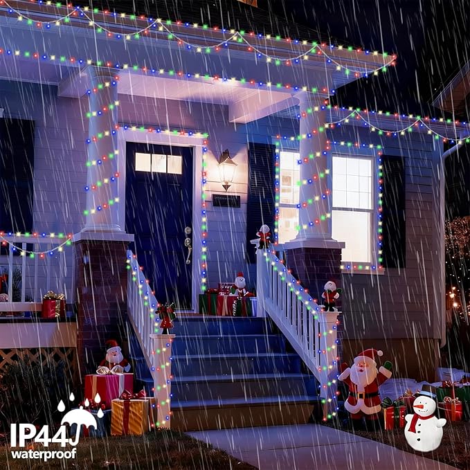YEGUO 165ft 500 LED Christmas Lights Outdoor Waterproof Clear Wire String Lights Indoor Plug in 8 Modes Twinkle Tree Light Multicolor