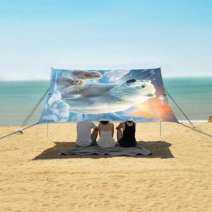 Polar BearCamping Sun Shelters 9.2 x 10.5 FT Beach Canopy Tent Sun Shade with Carrying Bag for Camping Trips Fishing Backyard Fun or Picnics 21341836