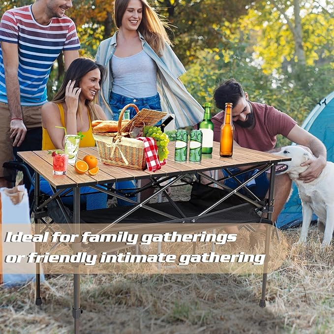 GUAGUA Folding Camping Table Portable Lightweight with Carry Bag Adjustable Height Aluminum Camp Table for Picnic Backyard BBQ Patio Indoor Outdoor