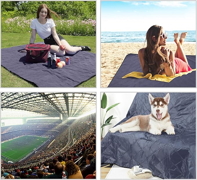 REDCAMP Large Waterproof Stadium Blanket for Cold Weather Soft Warm Fleece Camping Blanket Windproof for Outdoor Sports Grey