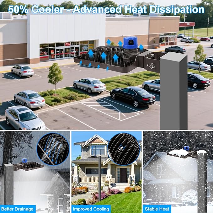 ledmo LED Parking Lot Lights 350W LED Flood Lights Outdoor 52500LM 5000K Adjustable Trunnion Mount Dusk to Dawn Area Security Street Lighting Commercial Wall Mount Warehouse Shop Garage IP65 3 Pack
