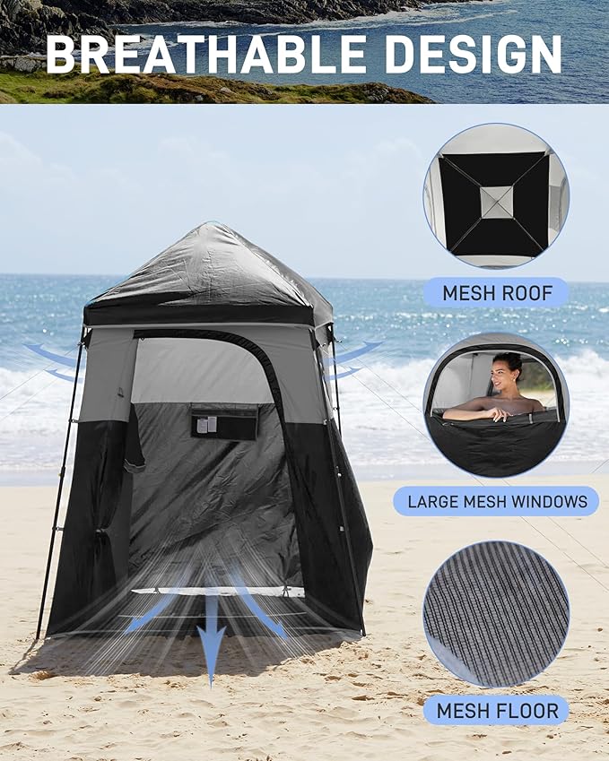 KingCamp Shower Tent Portable Privacy Tent Outdoor Camping 1/2 Room Toilet Tents with Shower Bag &amp Dressing Room for Beach Camping &amp Hiking
