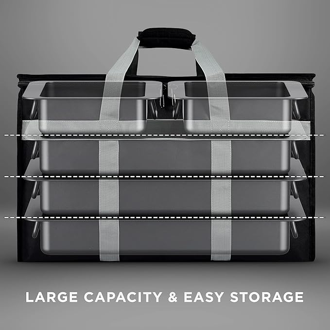 Insulated Food Delivery Bag - 23x14x15 inches - Water-Resistant Interior - Ideal for Commercial Catering - Reusable Grocery Bag - Professional and Heavy-Duty - XXL - Black