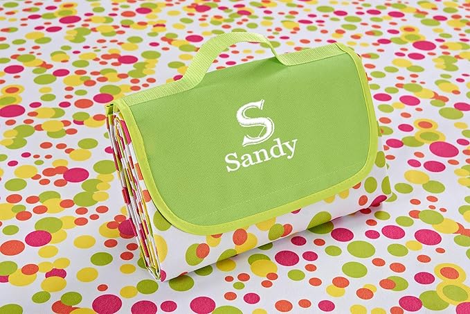 EURYNOME Custom Picnic Blanket Personalized w/Embroidery - Waterproof 600D Oxford Large Beach Mat for Camping Hiking - Add Name/Text!