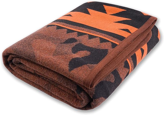 ACUSHLA Merino Wool Blanket - Soft Warm Thick Washable Large Bed Couch Camping Outdoor Travel Throw Blanket All Seasons Flame Brown 79X63