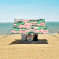 Cartoon Alligator Crocodiles Sunbathing Heart Glasses Pink Camping Sun Shelter Beach Tent Portable Beach Sun Shade Outdoor Canopy for Camping Trips Fishing Picnic