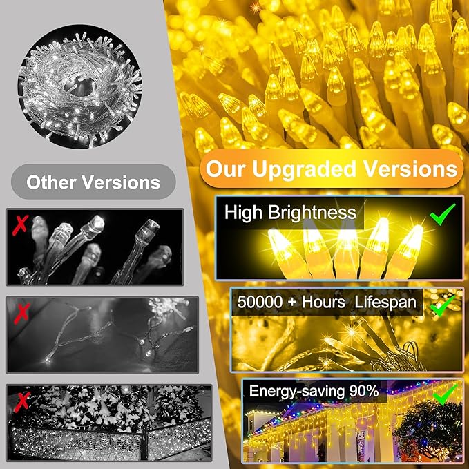 612 LED String lights Indoor Outdoor 60ft Christmas Window Lights with 136 Drops 12 Modes Dimmable Curtain Lights Fairy Lights for Bedroom Holiday Wedding Party Home Xmas Decorations Warm White