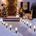 USOKYO 30Ft C9 Led Christmas Pathway Lights Outdoor 20 Warm White Bulbs Waterproof Connectable Christmas Walkway Lights with Stakes for Yard Lawn Sidewalk Driveway Christmas Decorations