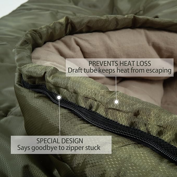 Cold Weather Sleeping Bag 100% Cotton Flannel XXL for Adults Big and TallFree Compression Sack