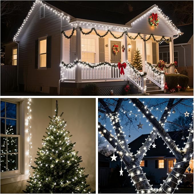 500 LED White Christmas Tree Light Plug in170ft Connectable Christmas Lights with 8Modes UL Certified Outdoor Indoor for Halloween Tree Yard Holiday Party Decor
